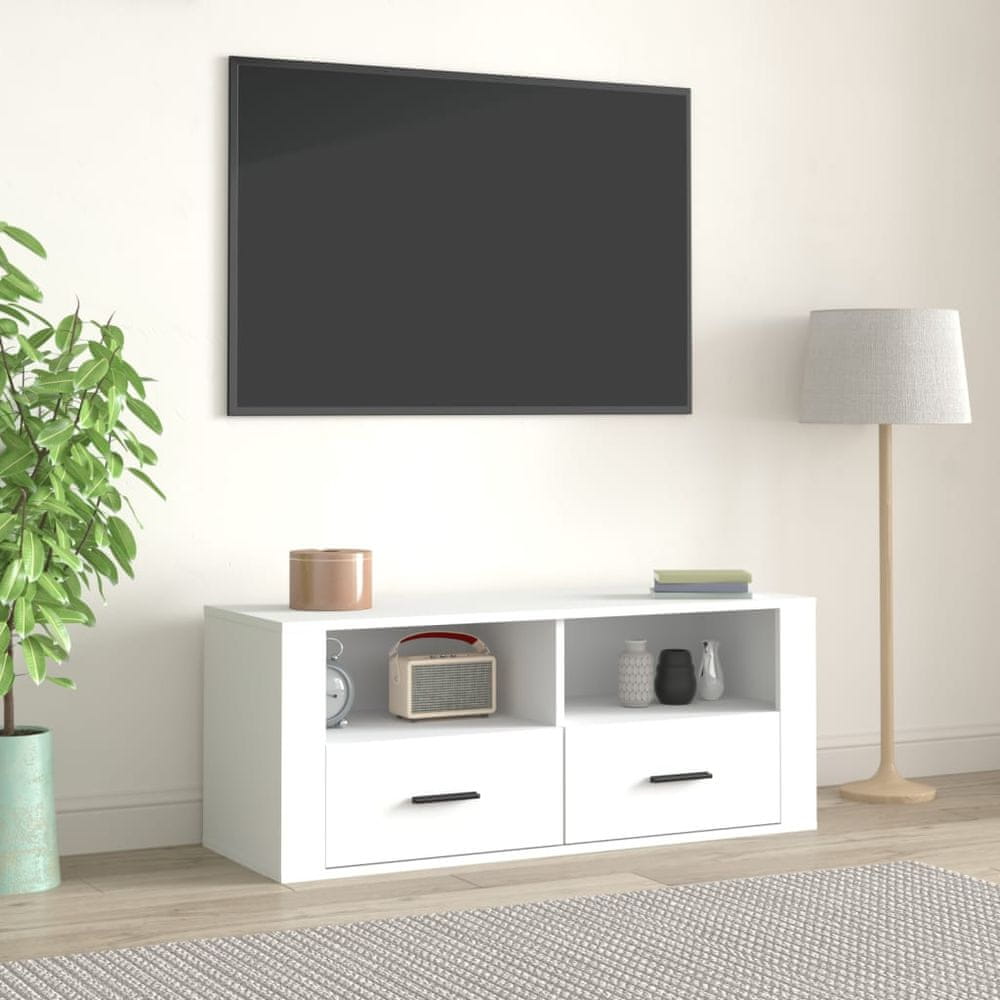 Vidaxl TV skrinka biela 100x35x40 cm spracované drevo